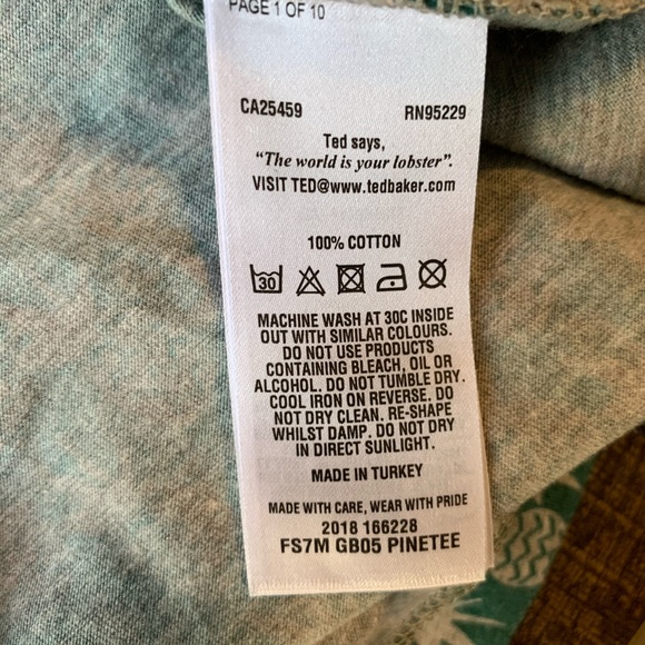 ❤️SOLD Men’s Ted Baker London pineapple pinetee - Picture 6 of 8